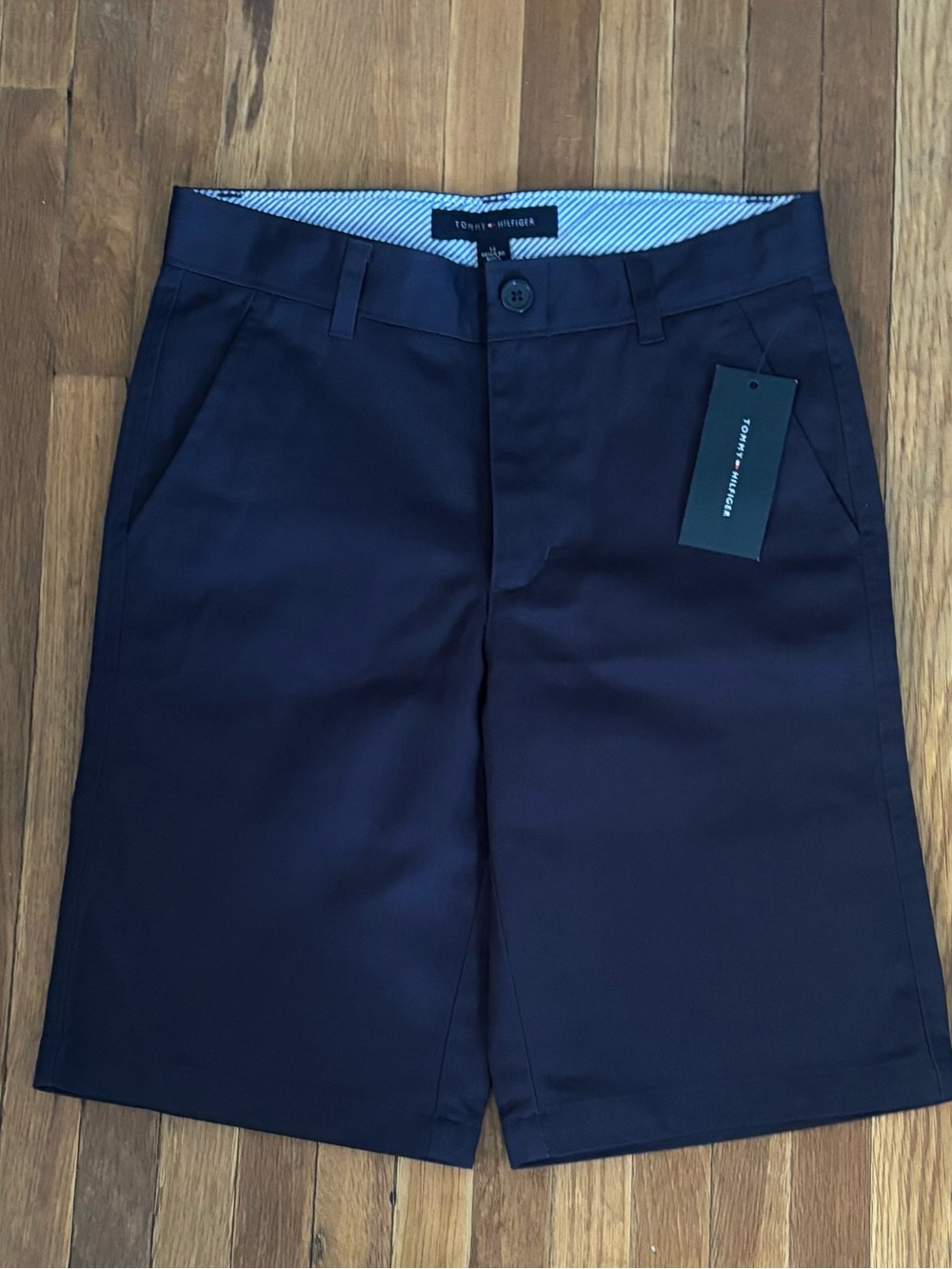 Tommy Hilfiger Boys Regular  Navy Flat Front Shorts SZ 12 NWT